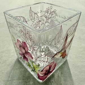 Glass Vase with Aubergine Floral Print
